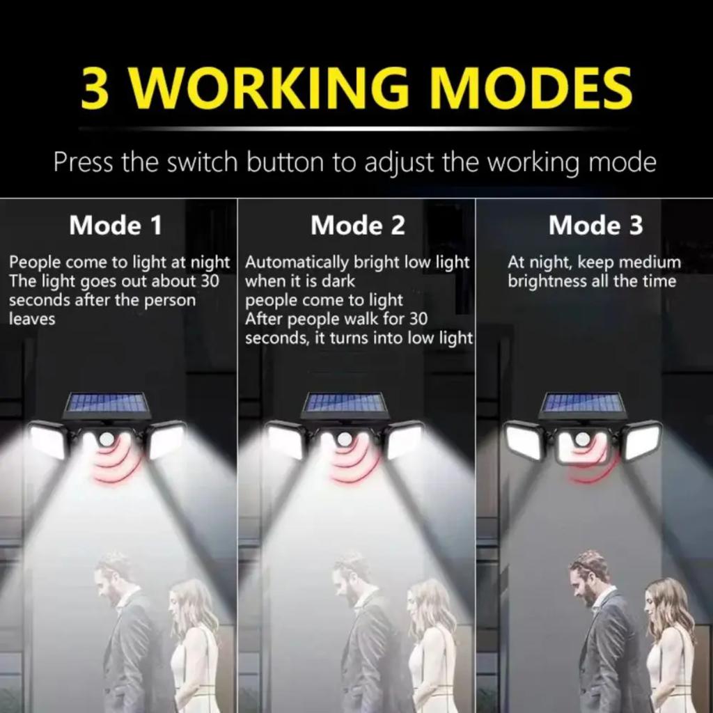 New LED Solar Lights Outdoor Motion Sensor Wall Lamp 3 Modes, 270° Wide Angle Illumination, Adjustable Garden Street Light