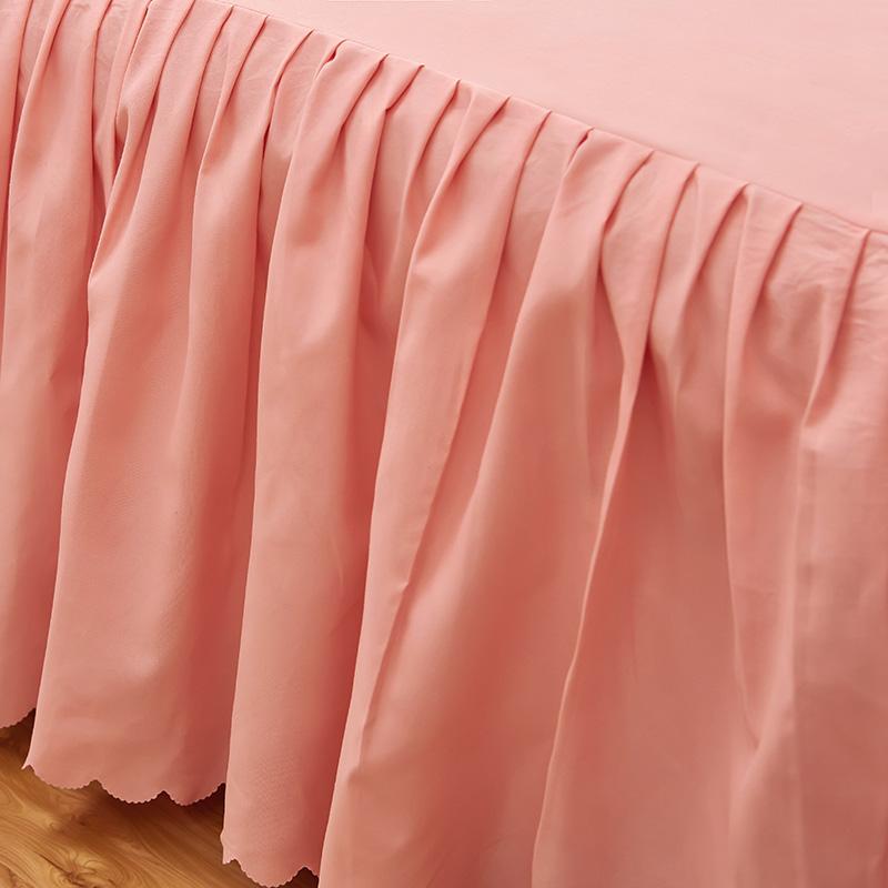 Solid Color Bed Skirt Set 3Pcs Ruffles Bed Skirt with 2 Pillowcases Romantic Queen Size Bedding Set Girls Princess Room Decor