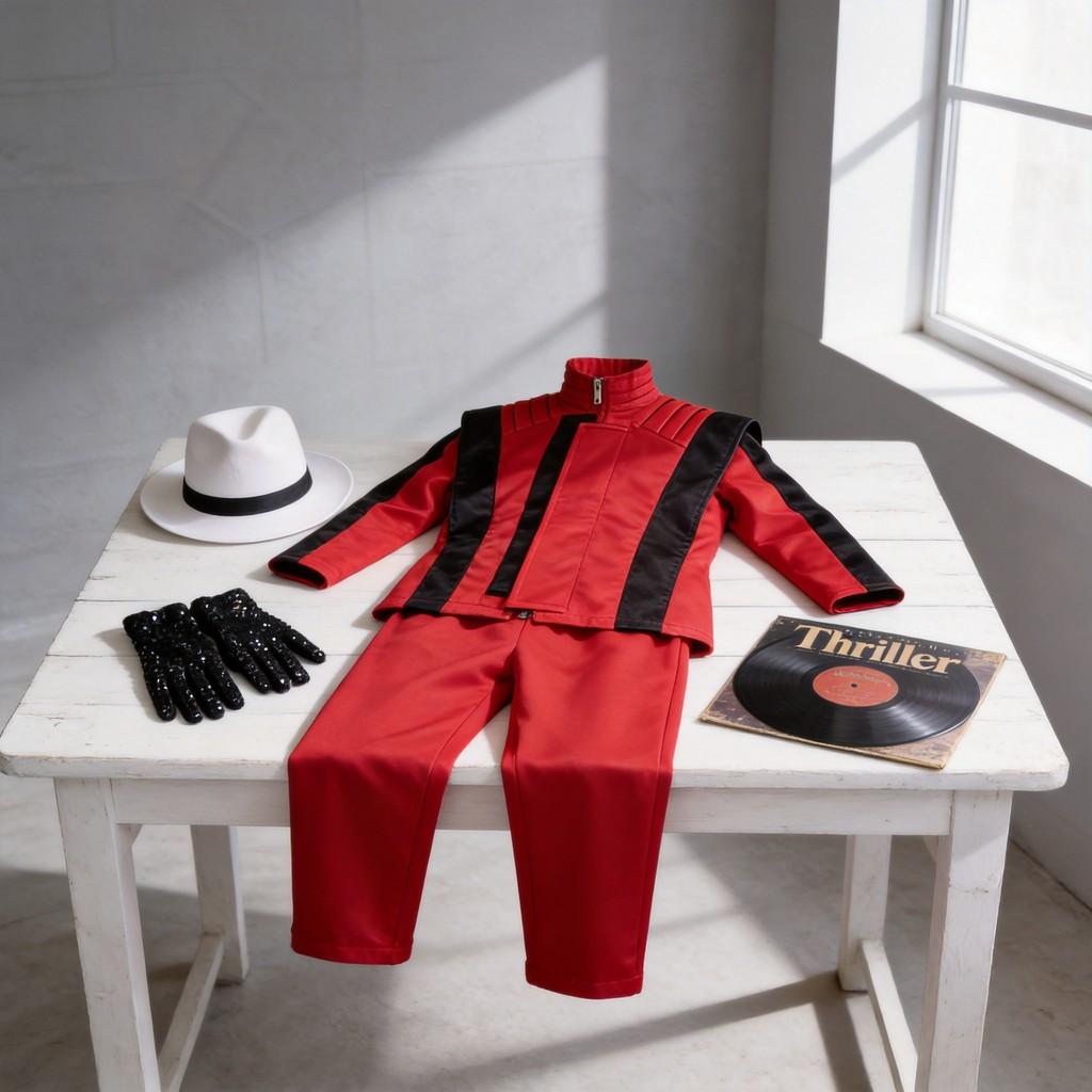 Completo Rosso Cosplay di Michael Jackson per Role Play ed Eventi Anime