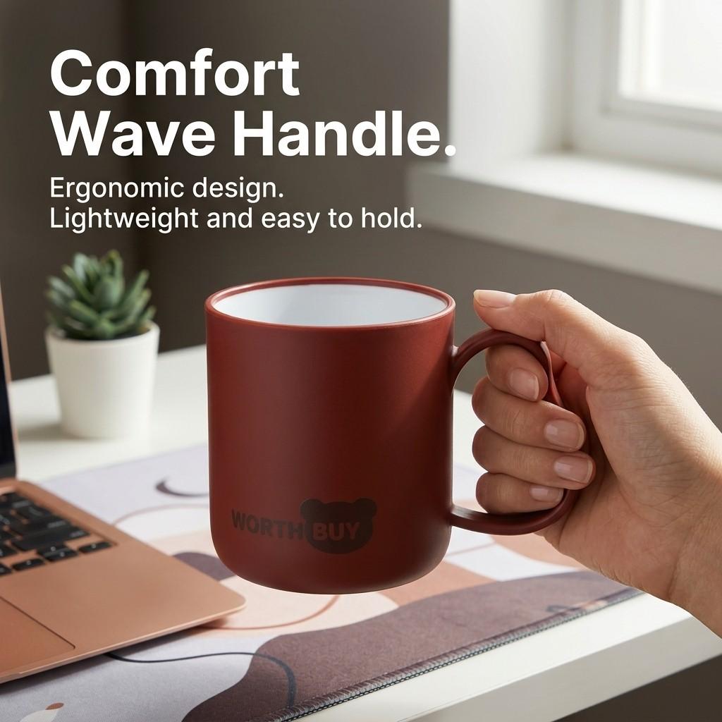Unbreakable PP Plastic Coffee Mug with Handle Matte Tea Milk Water Cup Tumbler Bathroom Gargle Cups for Kids Office Home
