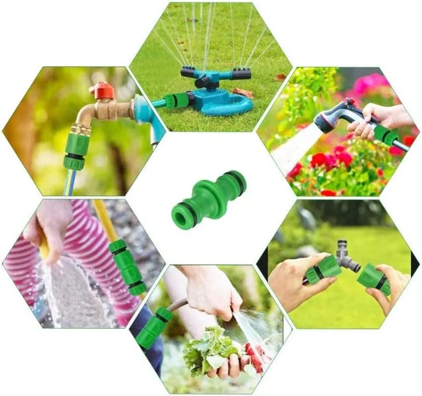 5PCS Double Plug Hose Connector Extender for Car Washing Garden Pipe Connecting Quick Joint Irrigation Watering Plumbing Fitting