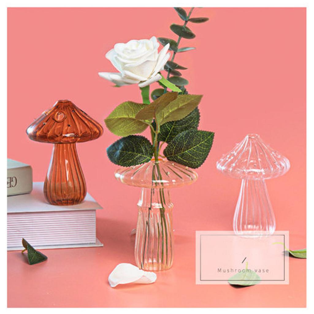 Vaso a Fungo Colorato Pianta Vetro Pianta Vaso a Bocciolo Decorazione Giardino Vetro Vaso per Aromaterapia Soggiorno Scrivania Combinazione