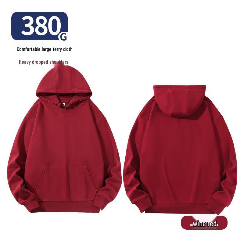 Unisex Heavy-Duty 380g Hoodie, Drop-Shoulder, Loose Fit, Solid Color Cotton, Ideal for Autumn/Winter Sports, Available In Stock. 