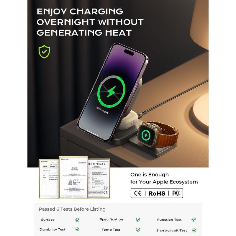 Αναδιπλούμενη 3 σε 1 Μαγνητική Ασύρματη Φόρτιση για Apple Magsafe Βάση Φόρτισης για iPhone 15 Pro 14 13 12 iWatch Airpods 2 3 Φορτιστής