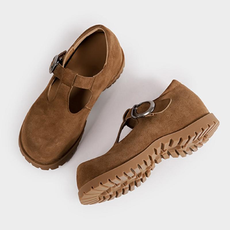 

Модные высококачественные туфли Мэри Джейн из искусственной замши женские ретро с круглым носком Т-образный ремешок повседневные туфли удобные легкие уличные балетки 39 красно-коричневый