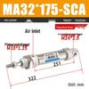 Mini Stainless Steel Pneumatic Cylinder MA Series (16-40mm Bore, 50-200mm Stroke)