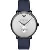 Modern Slim Silver Blue Leather Men's Quartz AR11214 Watch