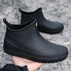 Men's short rain shoes fashion non-slip waterproof fashion rain boots fleece thermal rubber shoes kitchen water shoe cover shoes fashion