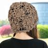 Women's Spring Autumn Thin Crochet Hollow Knitted Hat Mesh Breathable Elegant Handmade Flower Cap