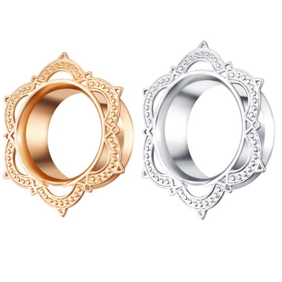 1 Stück Unisex Lotusblume Ohrstöpsel Doppel Flare Gauge Expander Piercing Schmuck
