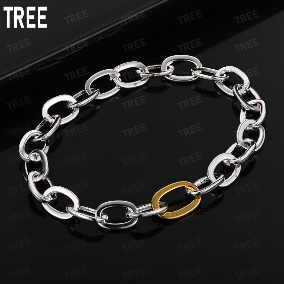 925 Sterling Silver Interlocking Side Chain Simple Bracelet Gift Jewelry