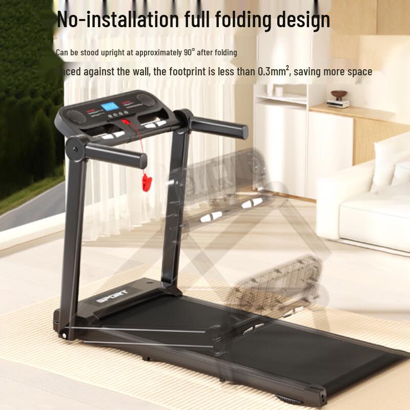 Compact Foldable Electric Treadmill with Manual Incline CN Plug (adapter Included)