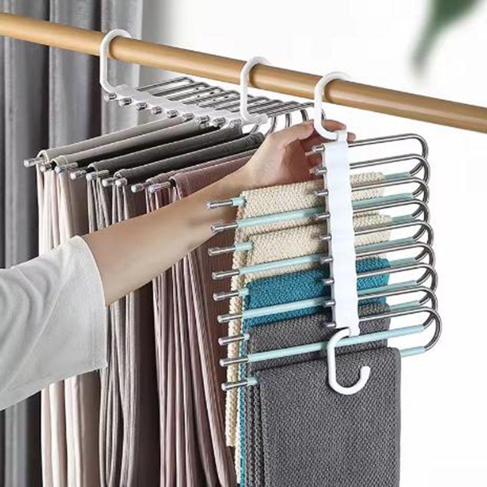 Large Capacity 9 Layers Pants Hangers Stainless Steel Multi-layer Trouser Rack  Clothes