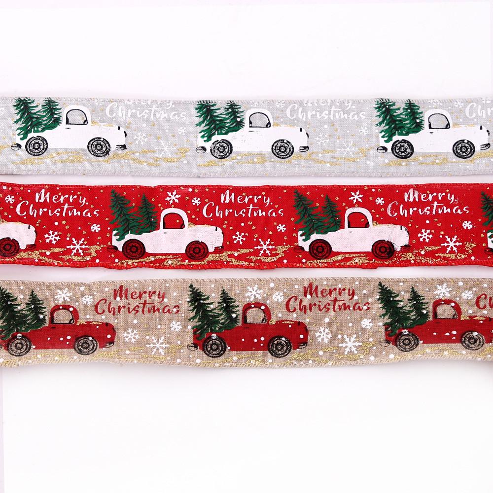 Cheerful Holiday Decor With 2m Cartoon Printed Christmas Ribbons In Assorted Colors