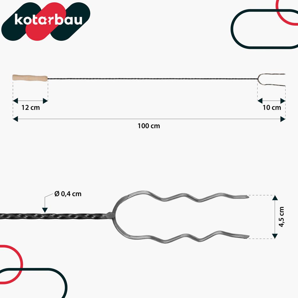 Kotarbau® Campfire Fork Grill Fork Double-Pronged Campfire Fork Wavy Stick For Sausage 100 Cm Set Of 10