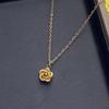 Titanium Steel Retro Golden Rose Camellia Pendant Necklace for Women - Niche Design, Fade-Resistant