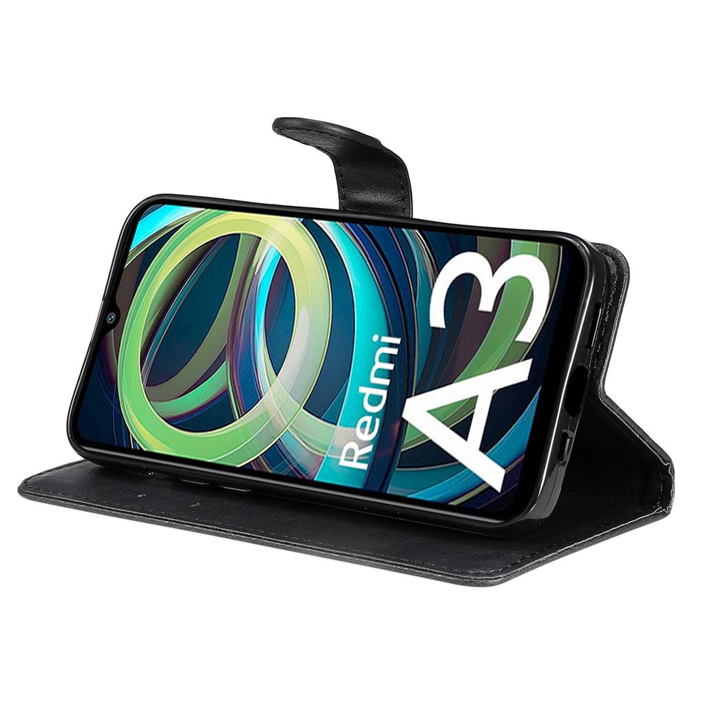 For Xiaomi Redmi A3 4G 4G/Poco C61 4G Case Solid Color Leather Mobile Cover Wallet Stand with Strap