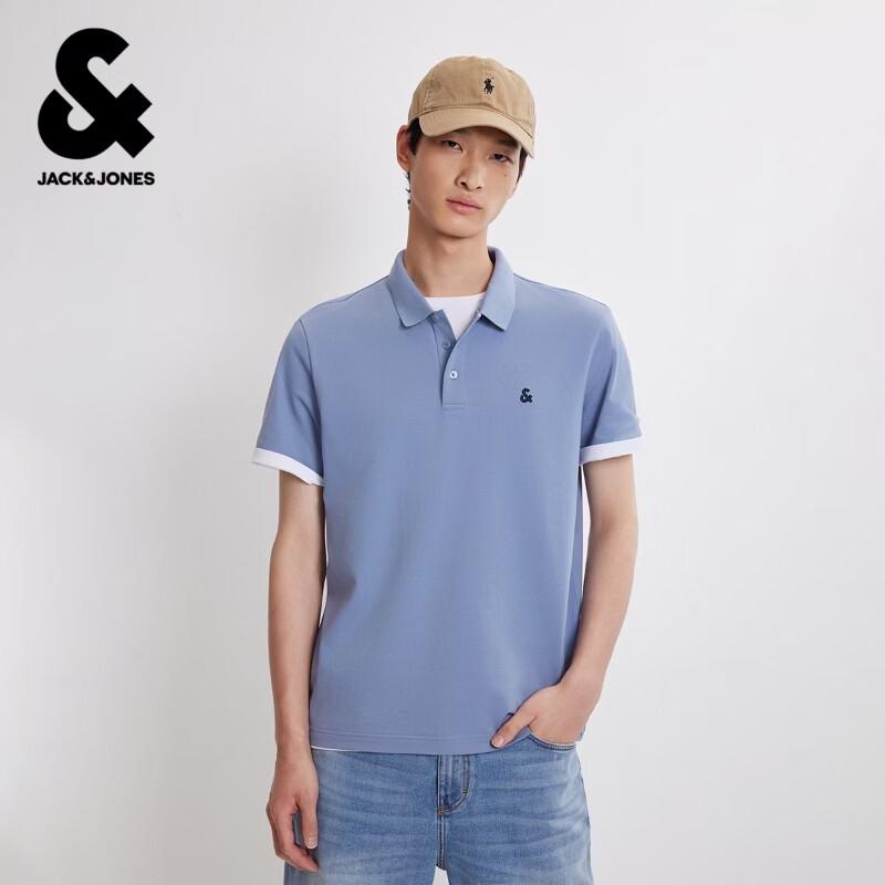 JACK&JONES Men's Spring 3D Embroidered Business Casual Short Sleeve Polo Shirt