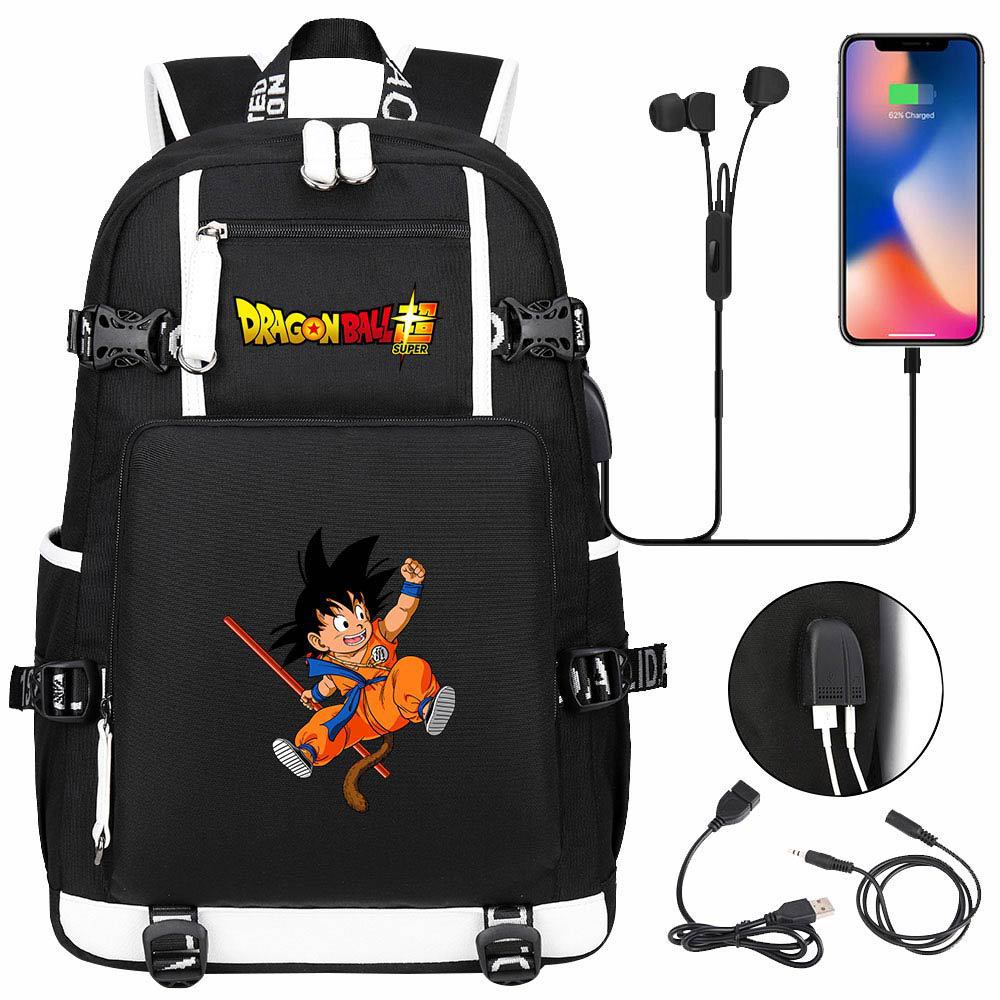 Vegeta Sun Wukong Dragon Ball Ultra USB Headphones Teen Student School Bag Men's and Women's Leisure Travel Backpack