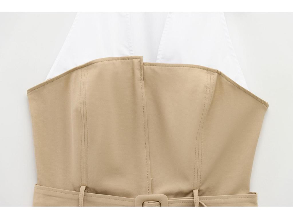 Women's Spring 2025 Belted Turn-Down Collar Sleeveless Wrap Top