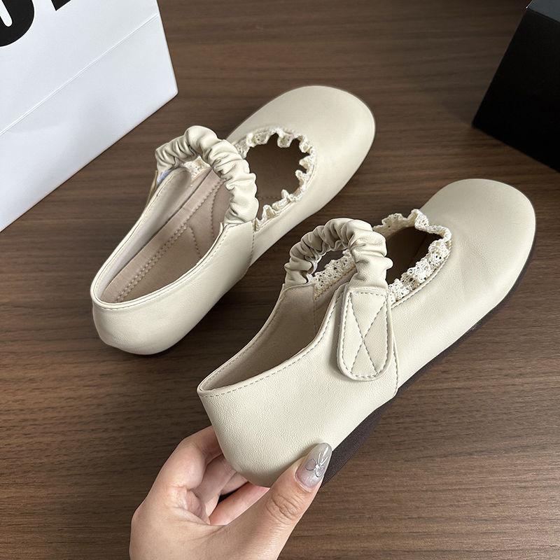 

White French small fragrant wind light mouth thick heel single shoes women s 2025 new summer versatile round head retro Mary Jane shoes 40 бежевий