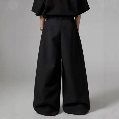 Men's Loose Contour Solid Color Pocket Pleated Pants Super Loose Slim Pants Daily Simplicity