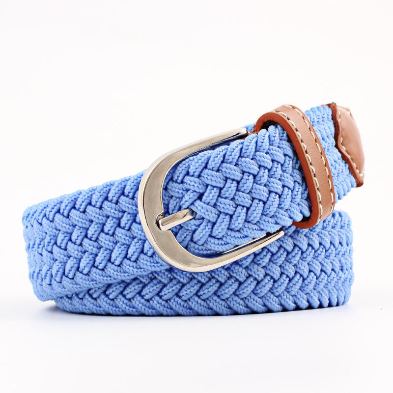 Unisex Youth Elastic Woven Canvas Leather Belt