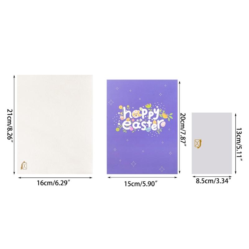 3D Easter Corgi Dog Greeting Card Set Spring Season Invitation Card for Festival New Year Holiday Party Message Card
