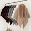 Faux Fox Fur Knit Shawl Warm Triangle Scarf Elegant Faux Fur Collar Wrap  Outdoor