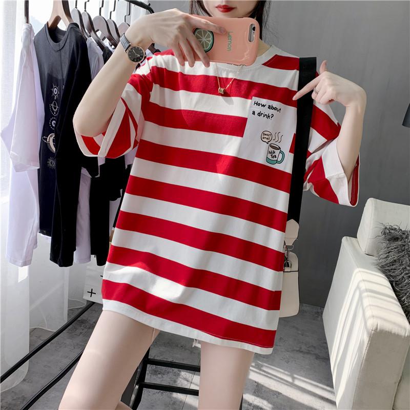 UNISEX t-shirts 2025 Summer oversized Women T-shirt korean stripe graphic y2k Tops Large size long T shirt Harajuku women's Clothes