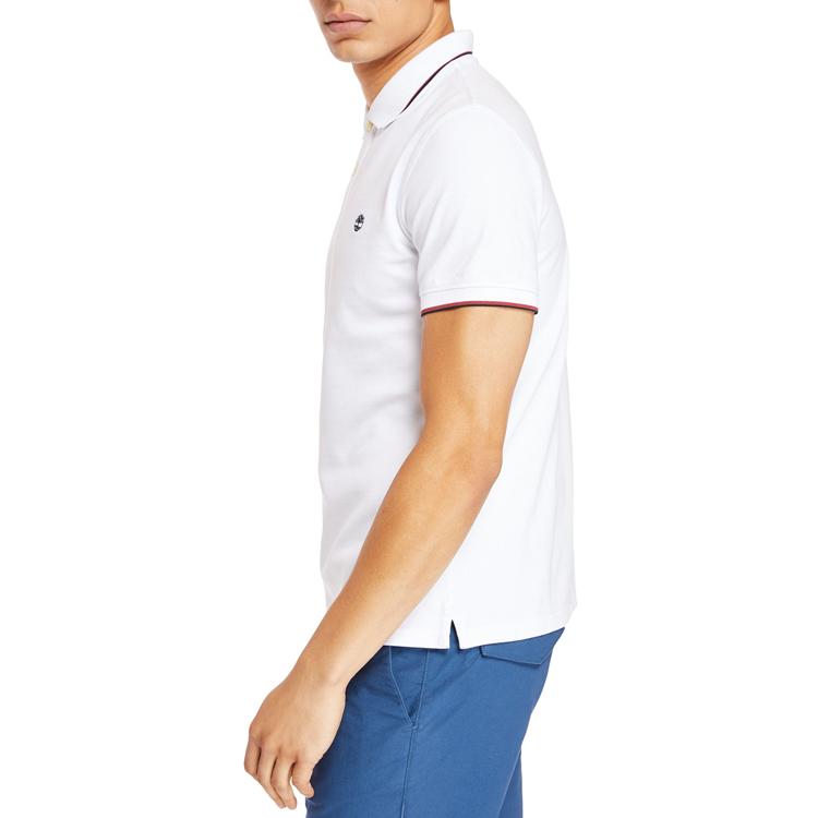 Timberland Slim Fit Short Sleeve Polo Shirt Men Tops White A1ZK3100