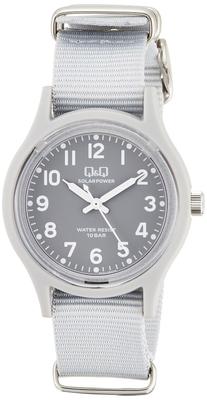 Citizen Analog Solar 10 ATM Water Nylon Q&Q Men's Watch, Resistant, Strap, Gray, E05A-004VK