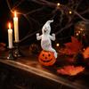 Halloween Ghost and Pumpkin Figurine Decorative Ornament for Holiday Seasonal Display Indoor Outdoor Use Festive Tabletop Accessory