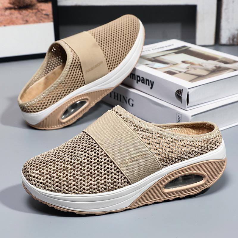 

Новая женская обувь, женские повседневные полушлепанцы, женские одинарные туфли из сетки с воздушной подушкой, сплетенные мушиным плетением 45 хаки