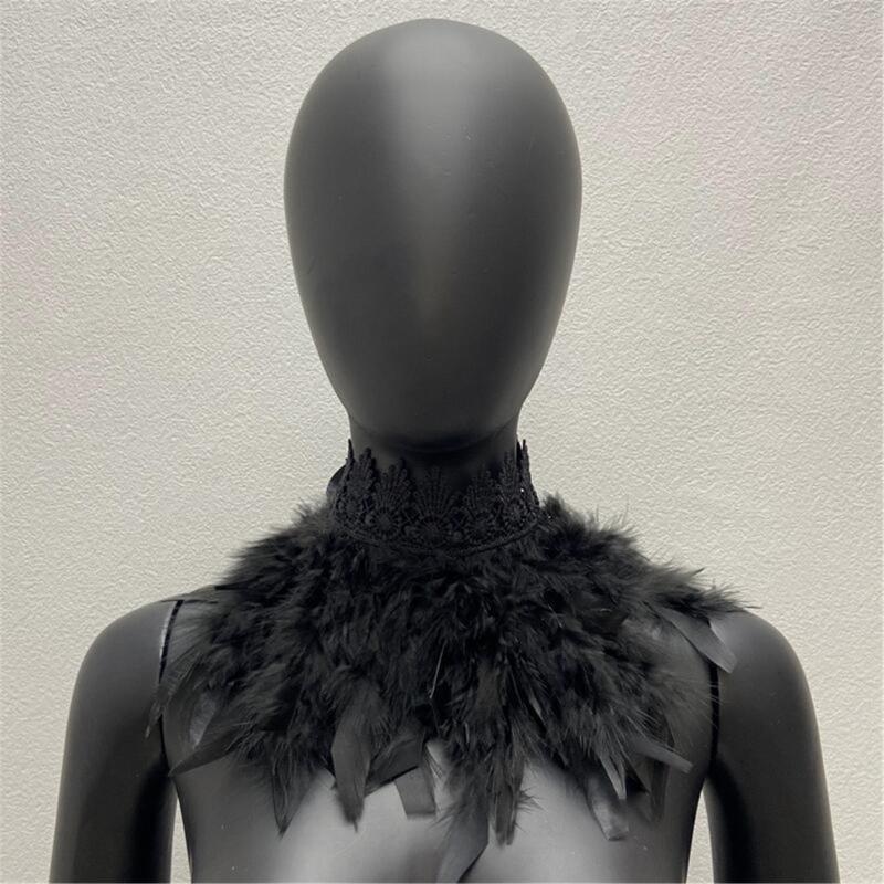 Colorful Real Feather Shawl Great for Halloween Cosplay Evening Party for Ladies Photography Capelet Adjustable Size