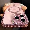 Soft Magnetic Diamond Phone Case For For Iphone 11 12 13 14 15 16 17 Pro Max Plus Air Glitter Magsafe Bumper Back Cases Cover