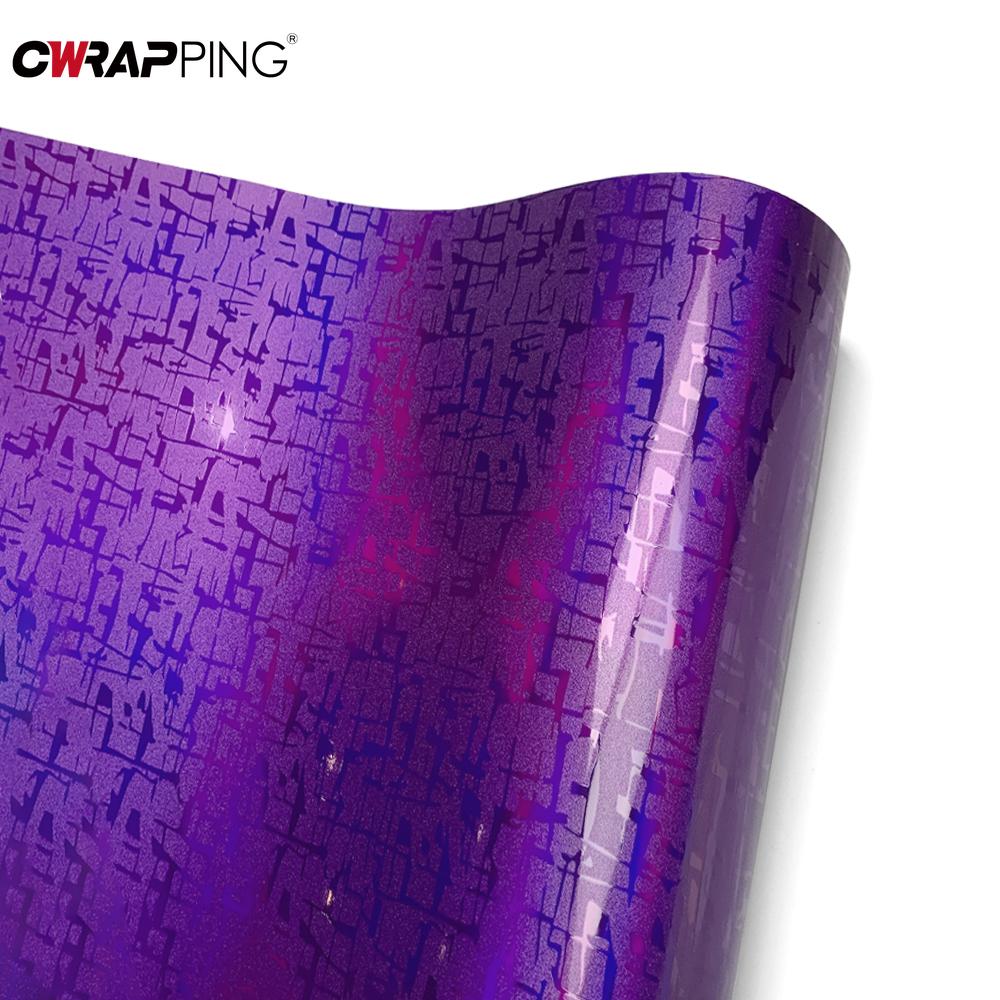 Carbon Fiber Gloss Film Purple Aircraft Pattern Vinyl Stickers for Automotive Scratch-resistant Motorcycle Custom Decoration