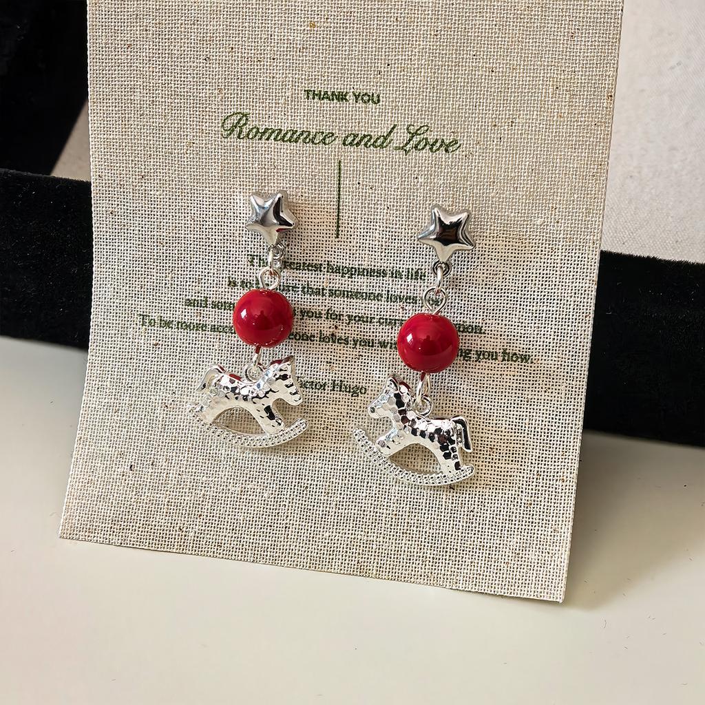 Light Luxury Shiny Zircon Horse Drop Earrings for Women Elegant Long Tassel Animal Horse Earrings Aesthetic Party Jewelry Gifts