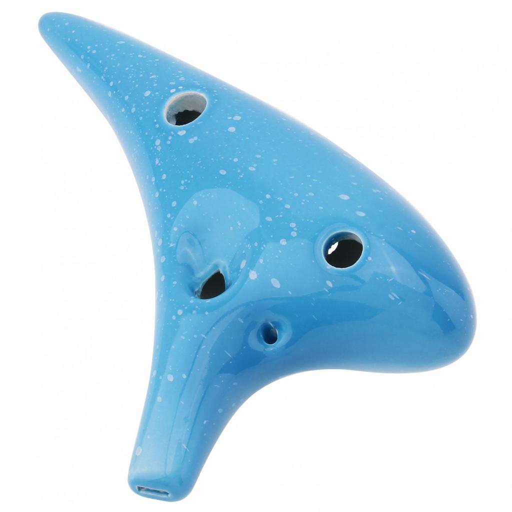 12 Holes Alto ToneC Ceramic Ocarina with Song Book Neck Cord Carry Bag, Good Gift Musical Instrument for Beginners