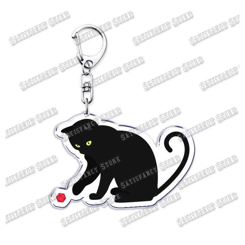Cute Kawaii Little Black Cat Acrylic Keychains Funny Pet Kitty Keyring for Accessories Bag Pendant Key Chain Jewelry Fans Gifts