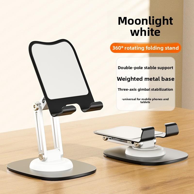 Metal Dualaxis Rotating Phone Tablet Stand With Folding Design For Lazy Viewing Comfort