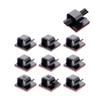 10-Pack Black Small Square Silicone Self-Adhesive Cable Set for Desk