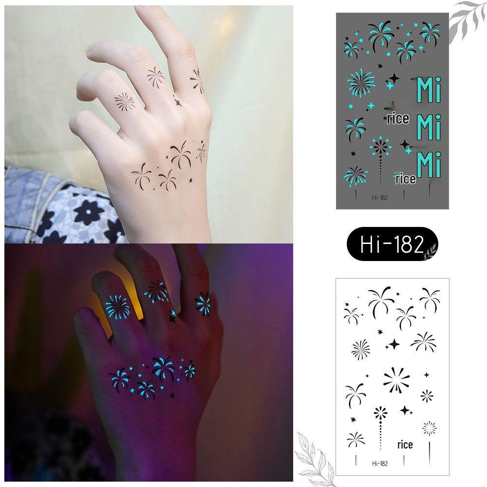 Ricalon Blue Luminous Love Couple Finger Tattoo Stickers