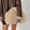Y2k Kiss Lock Clutch Bag Portable Faux Fur Purse Casual Dinner Bag  Daily