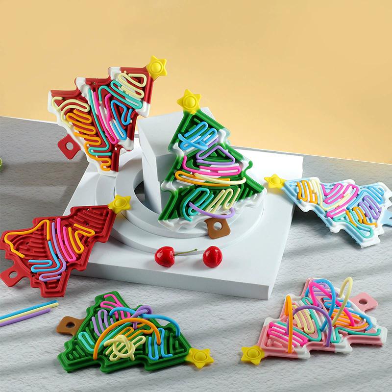 Juguete De Alivio Del Estrés En Forma De Árbol De Navidad De 12 Cuerdas, Tablero De Actividad Sensorial Educativa De Grado Alime