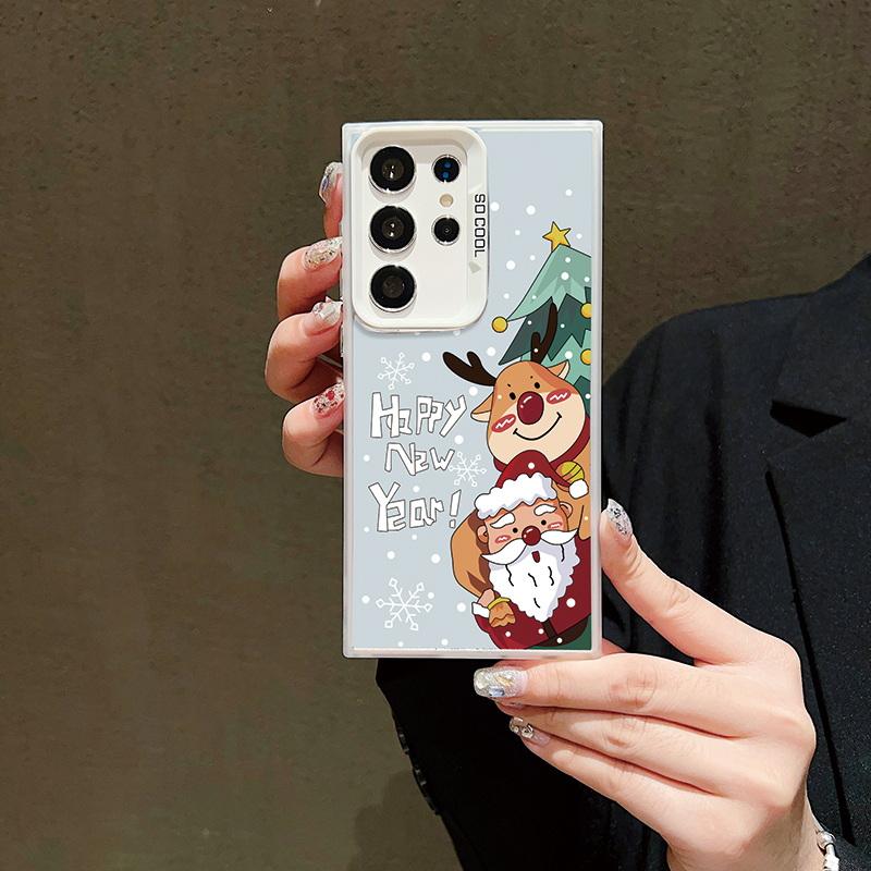 Husă pentru telefon cu laser pentru astronauți de Crăciun pentru iPhone 15 14 Pro Max 13 12 11 Samsung S23 S22 Ultra A54 A53 Copertă din spate cu model de căprior Moș Crăciun antișoc