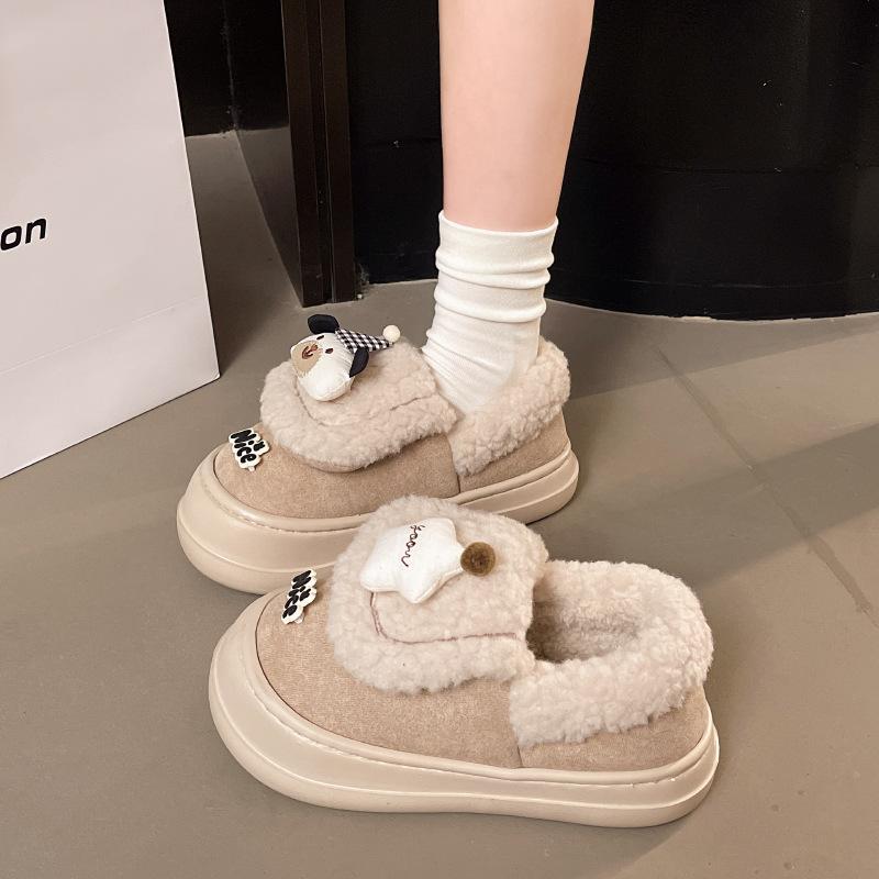 Women's Cartoon Large Size Soft Sole Winter Warm Fur One Snow Boots Padded Lined Ankle Boots Anti-slip Hiking Casual Sports Cotton Boots