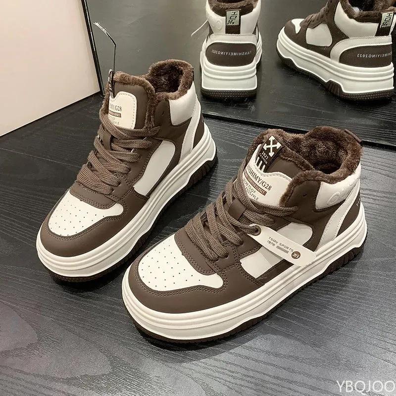 Fashionable High Top Velvet Board Shoes  Winter New Soft and Comfortable Vulcanized Casual Sports Women's Shoes Keep Warm