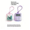 Mini Pocket Calculator Detachable Keychain Time Display Durable Plastic Counter for Students School Daily Use