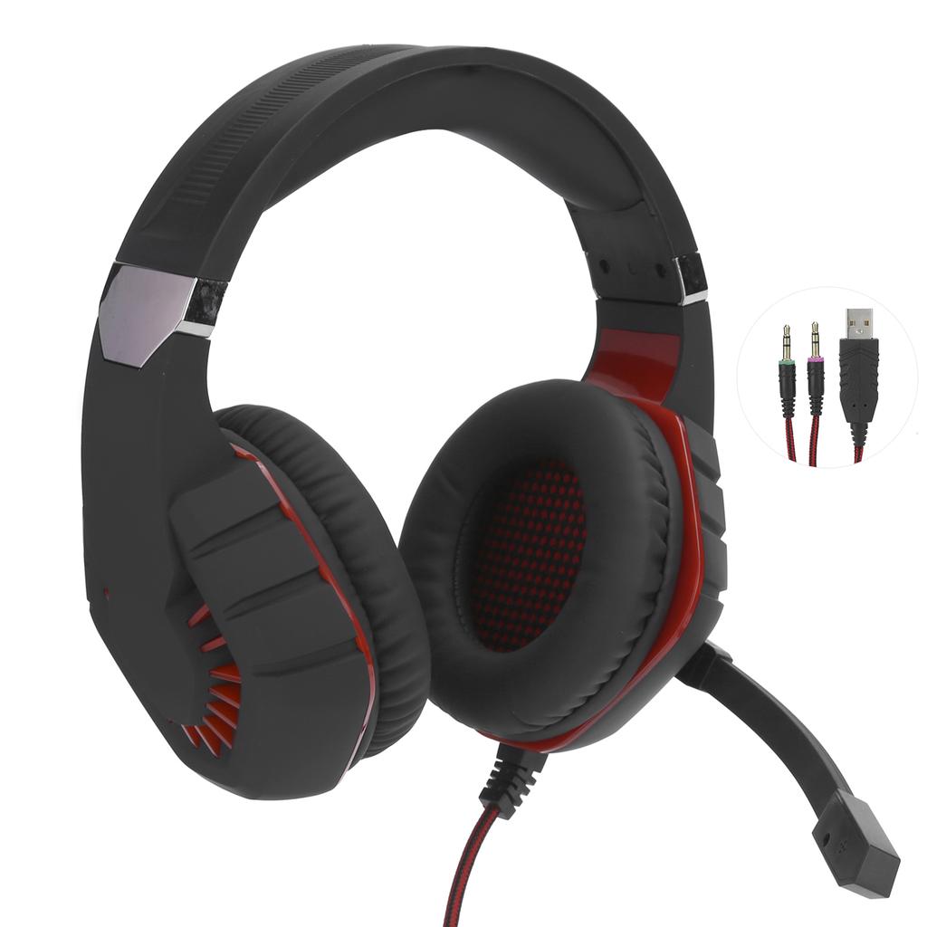 Wired Gaming Headset LED Luminous Headphone with Noise Reduction Microphone 3.5mmUSB